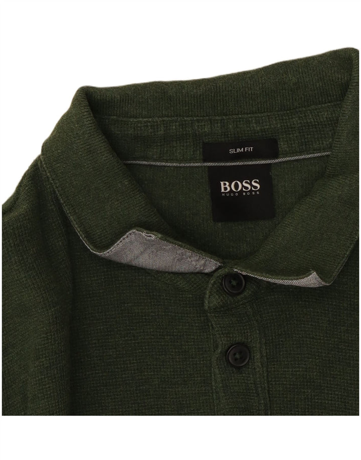 Hugo Boss Polo de manga larga para hombre verde grande
