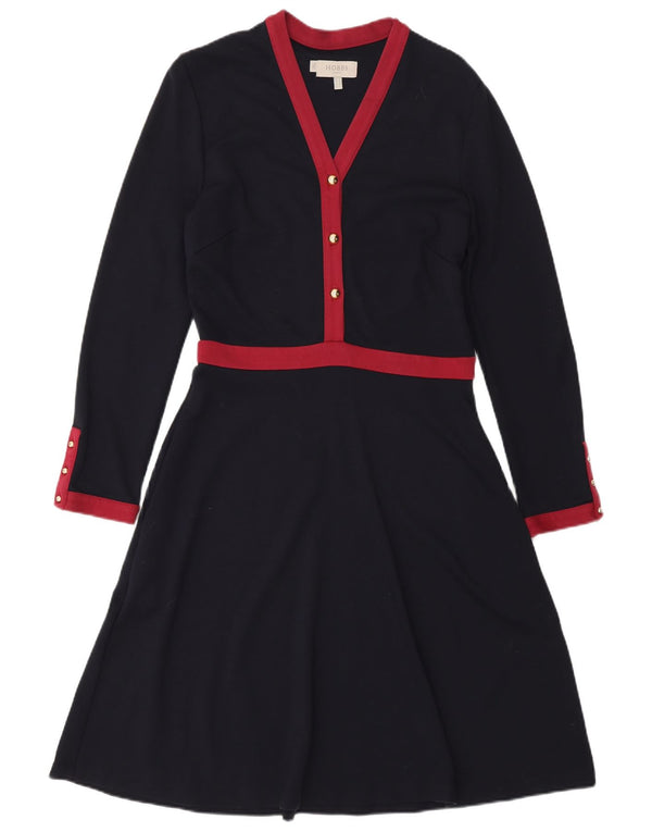 Hobbs Vestido acampanado de manga larga para mujer UK 10 Small Azul marino Colorblock