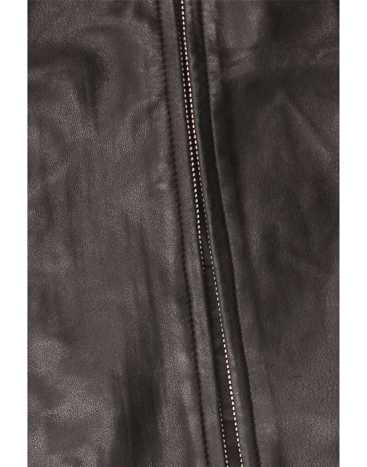 JAEGER Chaqueta de cuero para mujer UK 12 Medium Black Leather