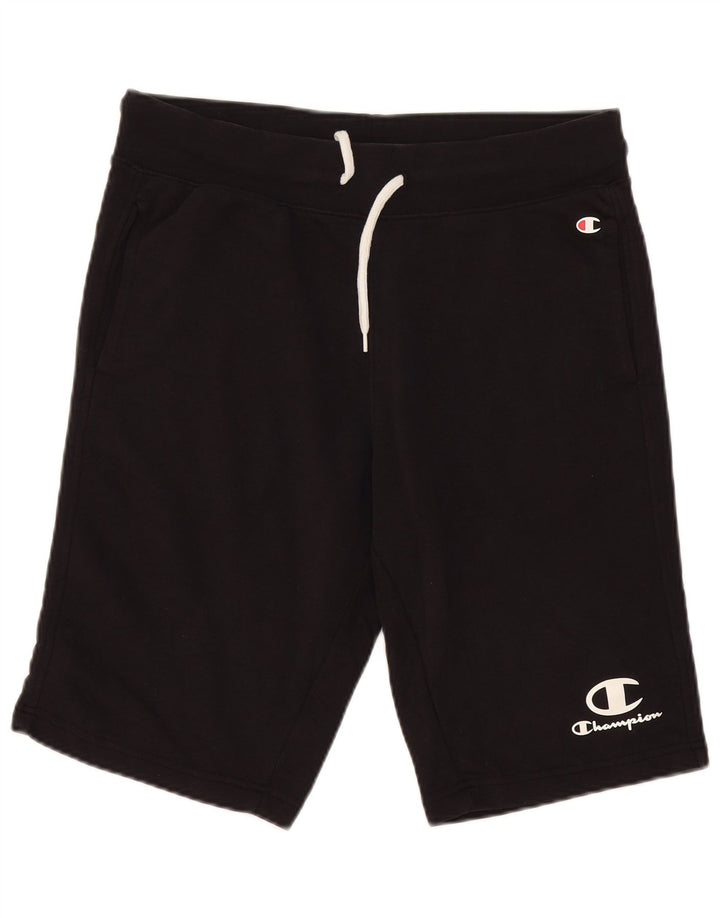 Champion Pantalones cortos deportivos para hombre, tamaño grande, algodón negro
