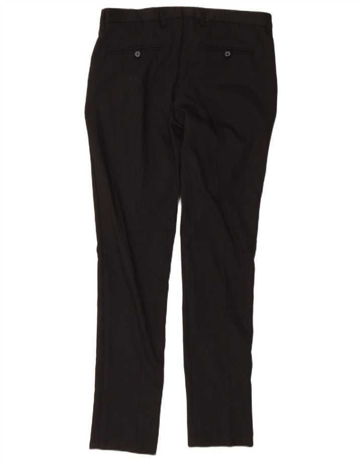 Zara Mens Slim Chino Pantalones EU 42 Large W32 L33 Poliéster Negro