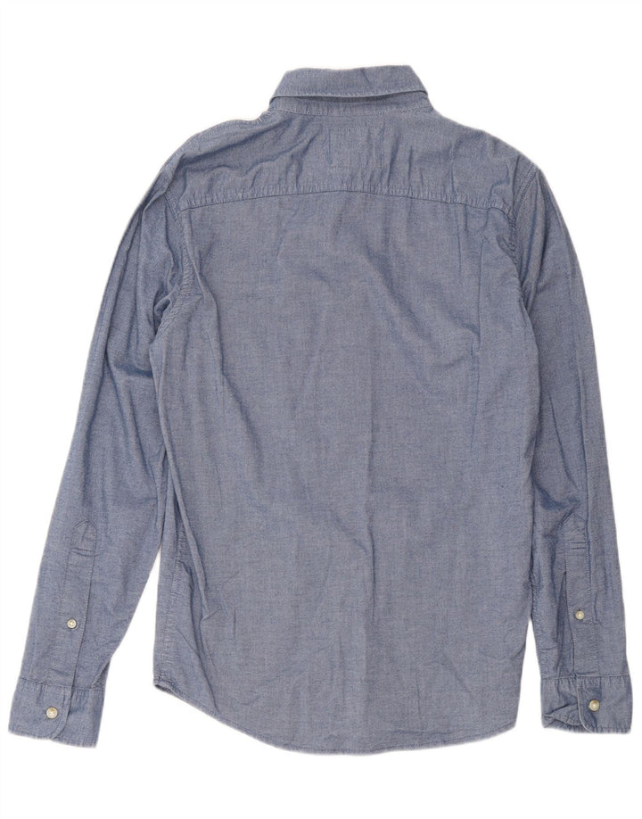 Camisa Hollister Hombre Pequeña Algodón Azul