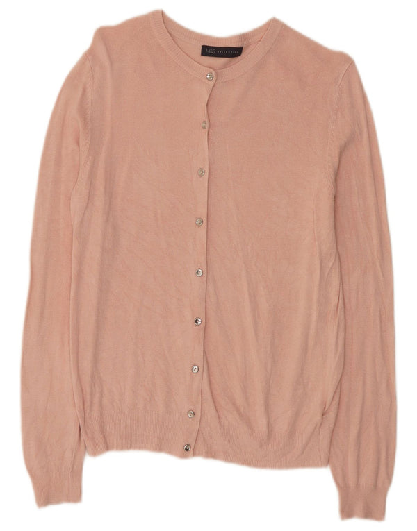 Marks & Spencer Suéter tipo cárdigan para mujer UK 10 Small Viscosa rosa