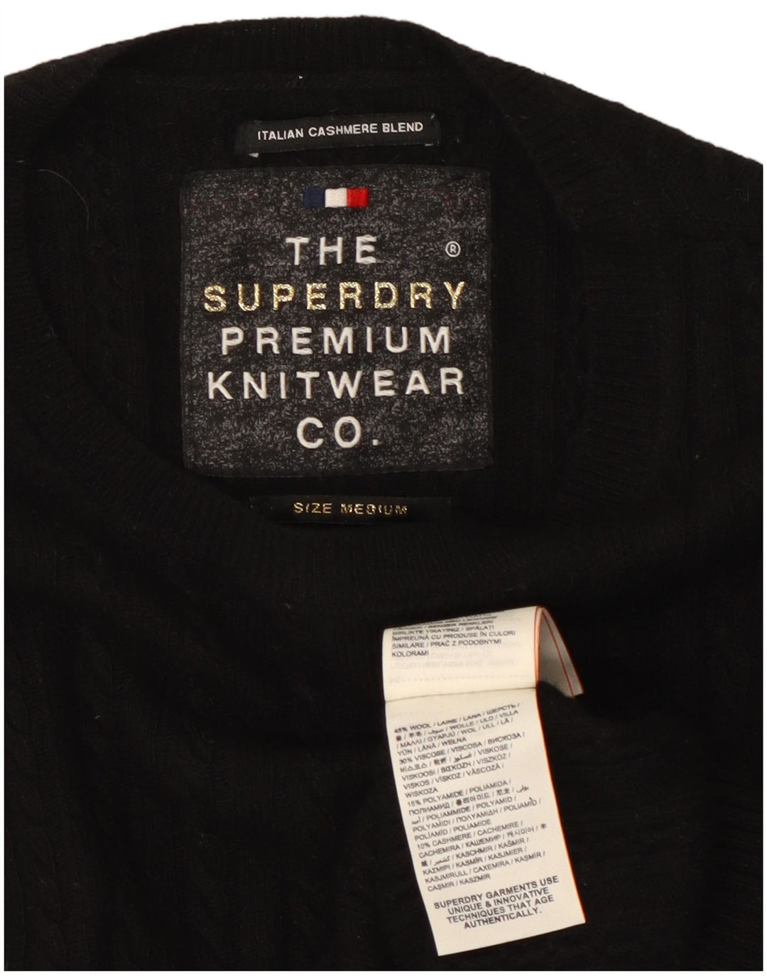 SUPERDRY Suéter tipo jersey con cuello redondo para mujer UK 12 Medium Black Wool