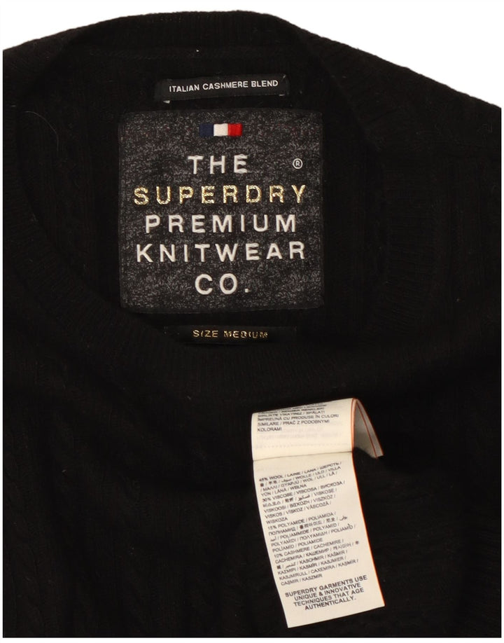 SUPERDRY Suéter tipo jersey con cuello redondo para mujer UK 12 Medium Black Wool
