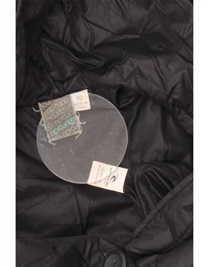 Rip Curl Chaqueta acolchada con capucha para mujer UK 10 Small Black Nylon