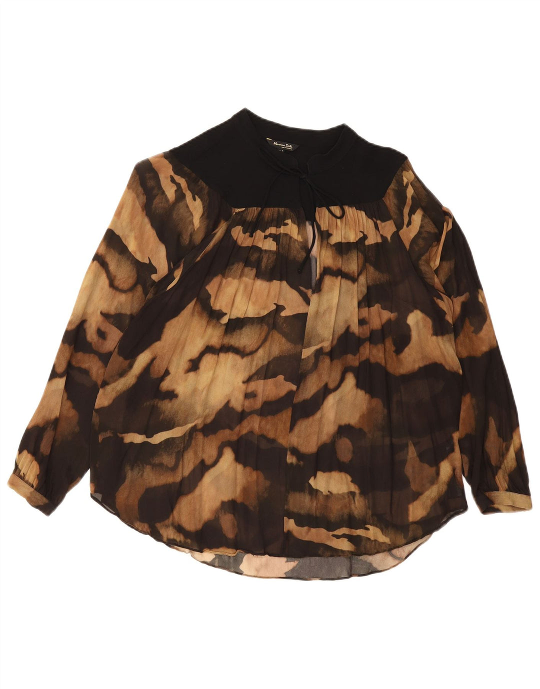 Massimo Dutti Top Transparente Mujer UK 44 Marrón Medio Estampado Animal