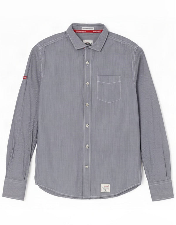 Camisa Superdry para hombre Algodón a rayas azul marino mediano
