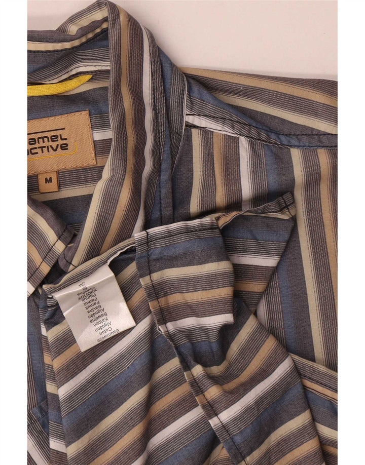 Camisa de manga corta para hombre Camel Active de algodón a rayas gris medio