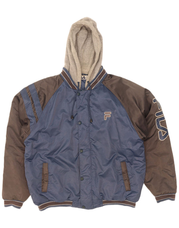 Fila Mens Graphic Chándal Top Chaqueta Grande Azul Marino Colorblock