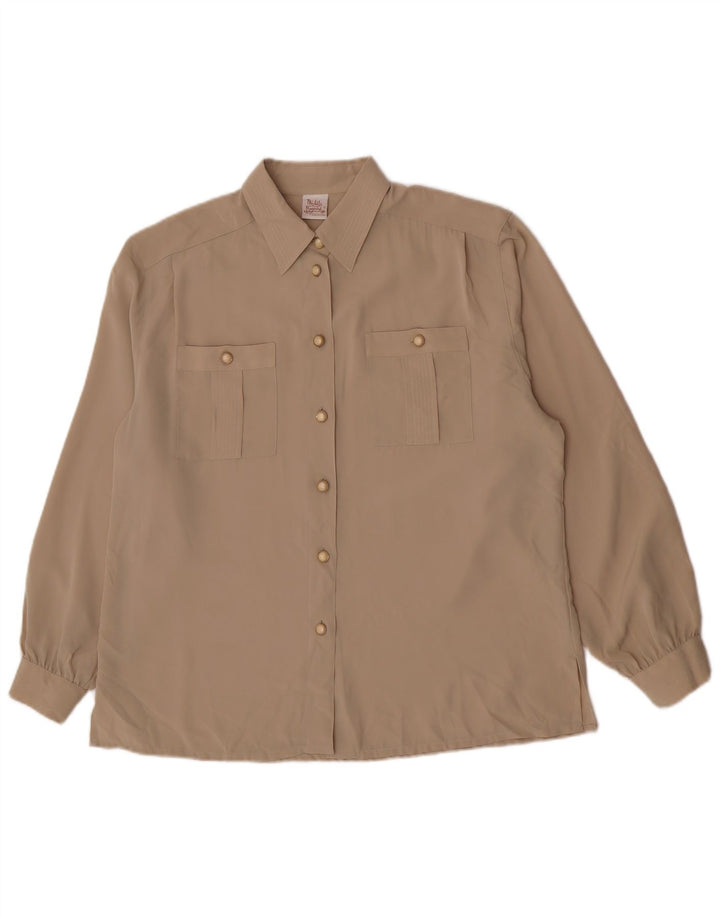 Michele Boyard Blusa camisera extragrande para mujer IT 42 Poliéster caqui medio