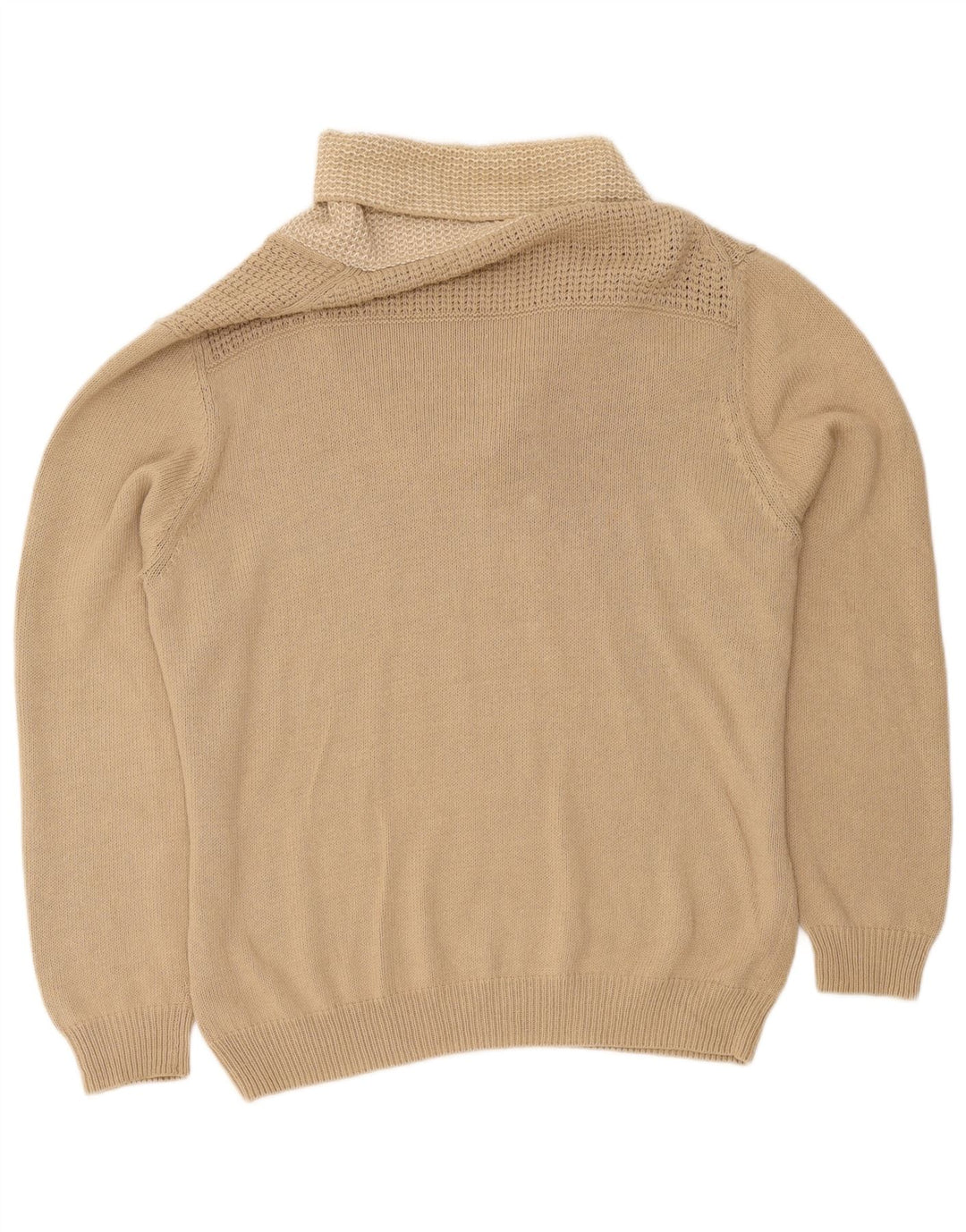 Massimo Dutti Jersey Hombre con Cuello Chal 2XL Algodón Beige