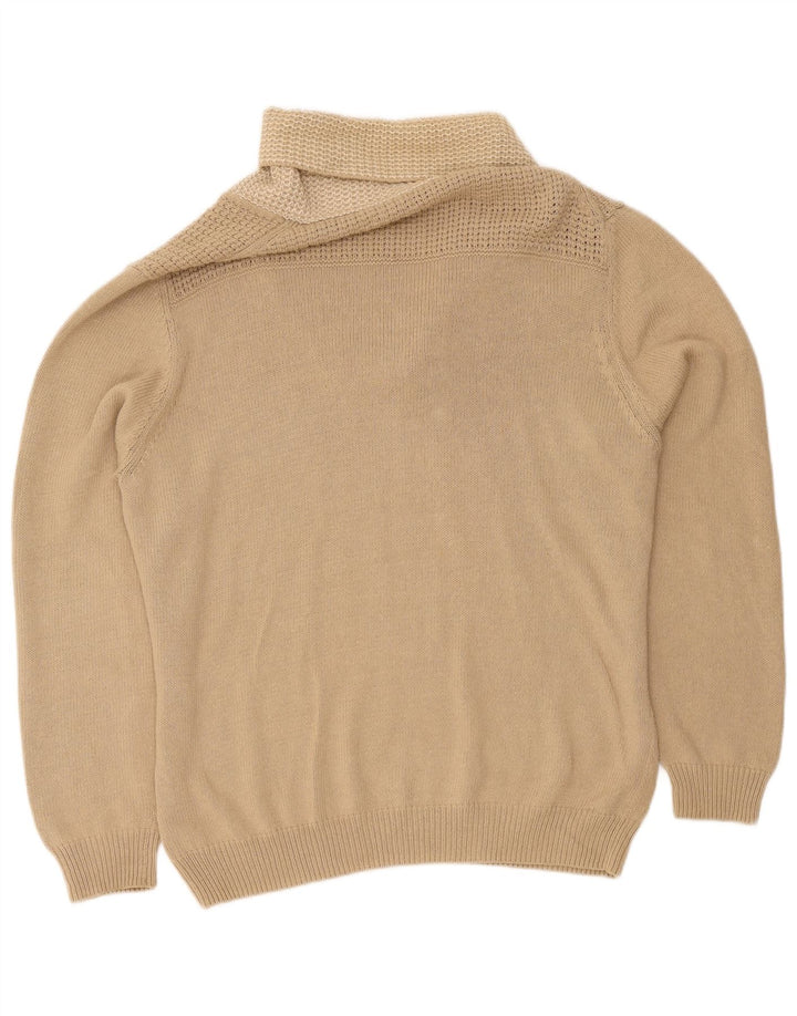 Massimo Dutti Jersey Hombre con Cuello Chal 2XL Algodón Beige