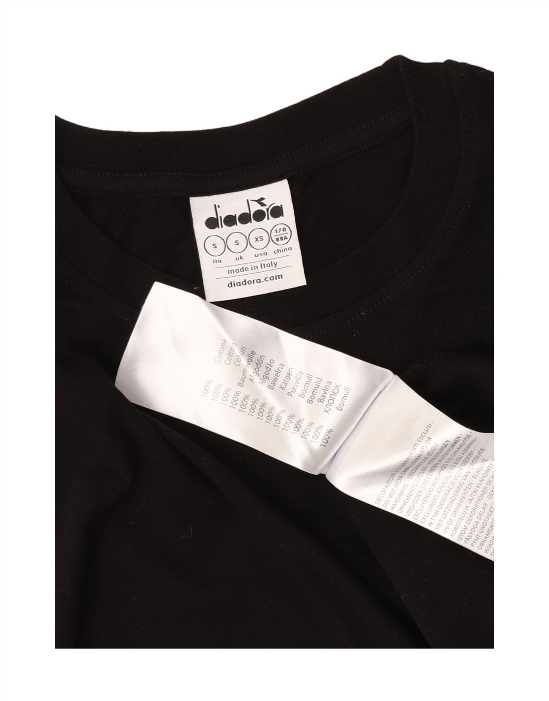 Diadora Hombre Camiseta Gráfica Top Small Negro Algodón