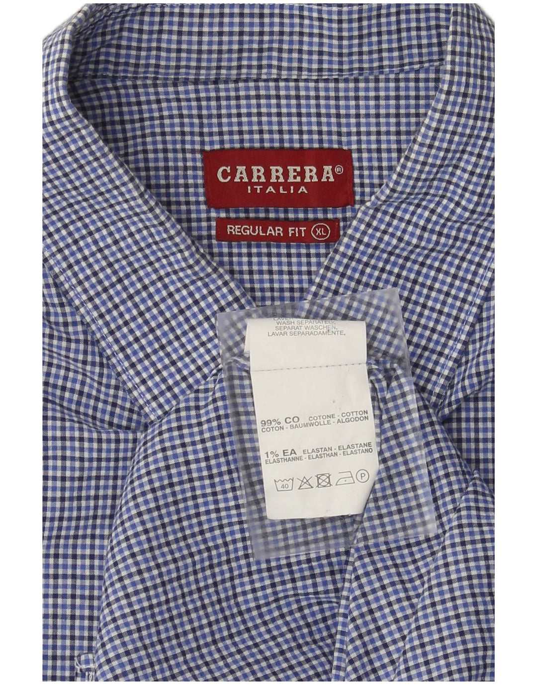 Carrera Camisa de manga corta para hombre de ajuste regular XL Algodón a cuadros azul