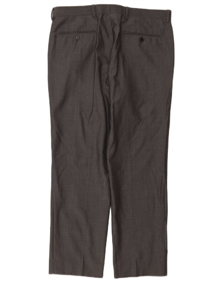 Marks & Spencer Pantalón de traje recto para hombre W34 L29 Lana gris