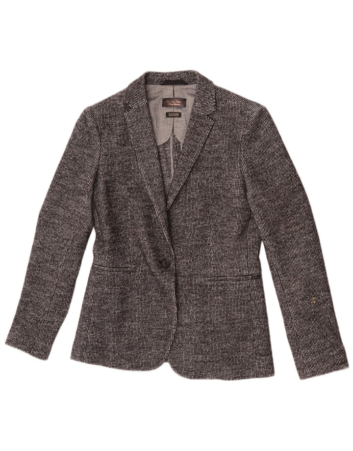 Massimo Dutti Blazer Mujer 1 Botón EU 40 Gris Medio Pata De Gallo