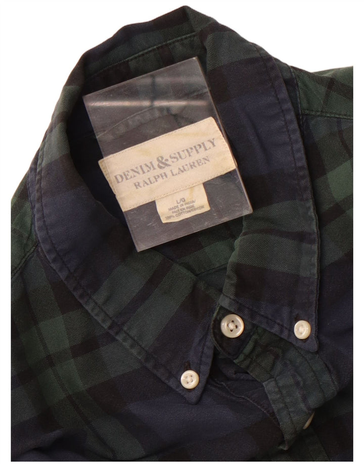 Camisa Ralph Lauren para hombre grande de algodón a cuadros azul marino