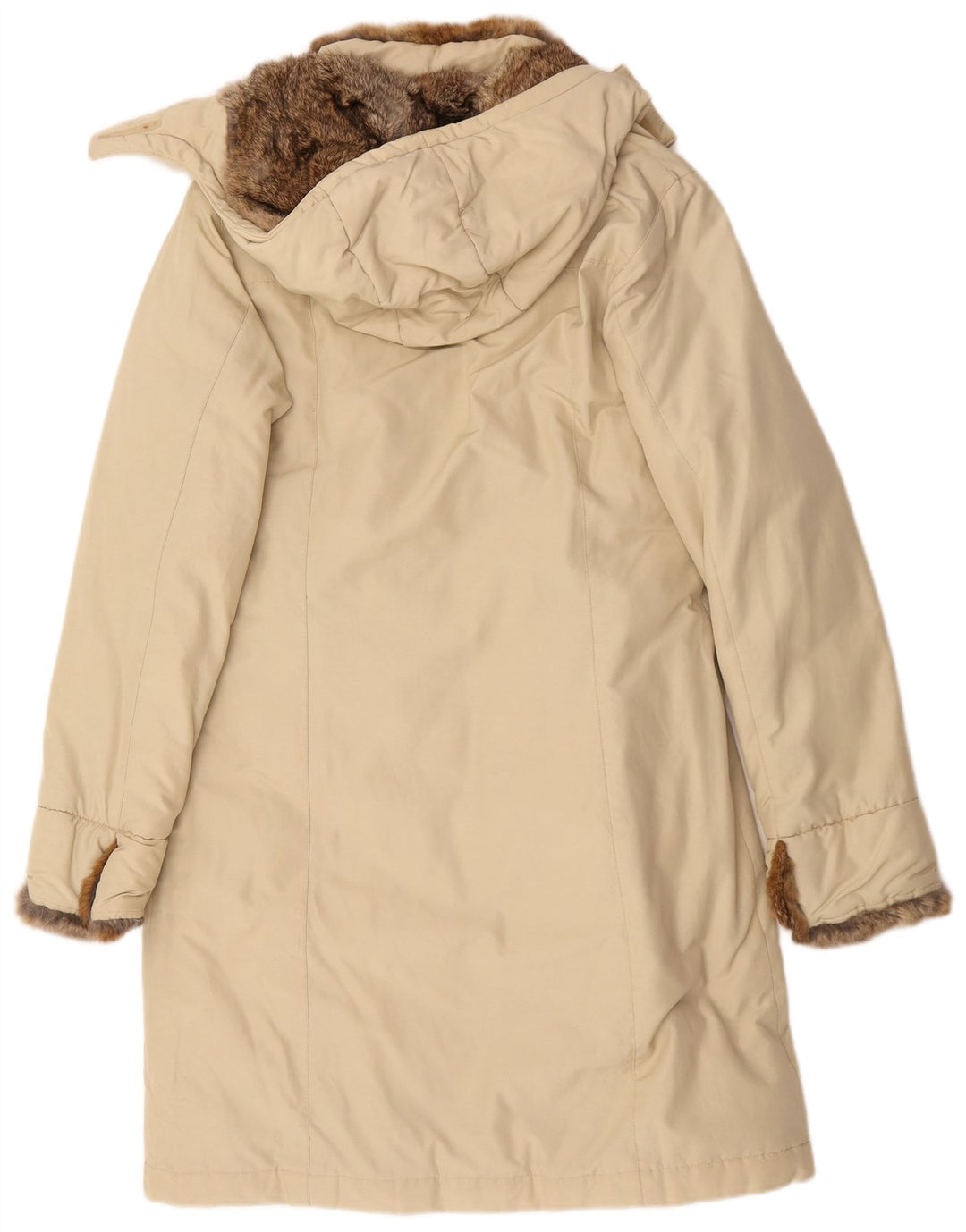 Woolrich Abrigo acolchado con capucha para mujer UK 42 Algodón beige medio