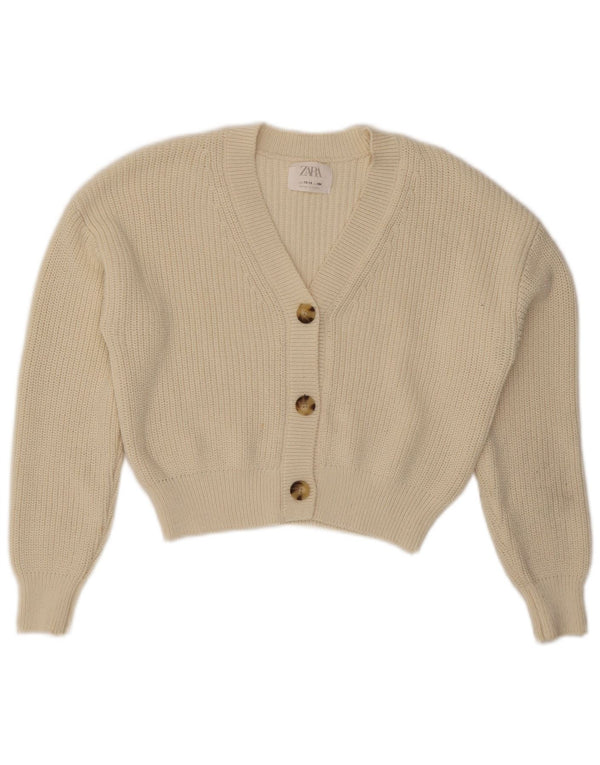 Zara Jersey Niña Crop Cardigan 13-14 Años Blanco