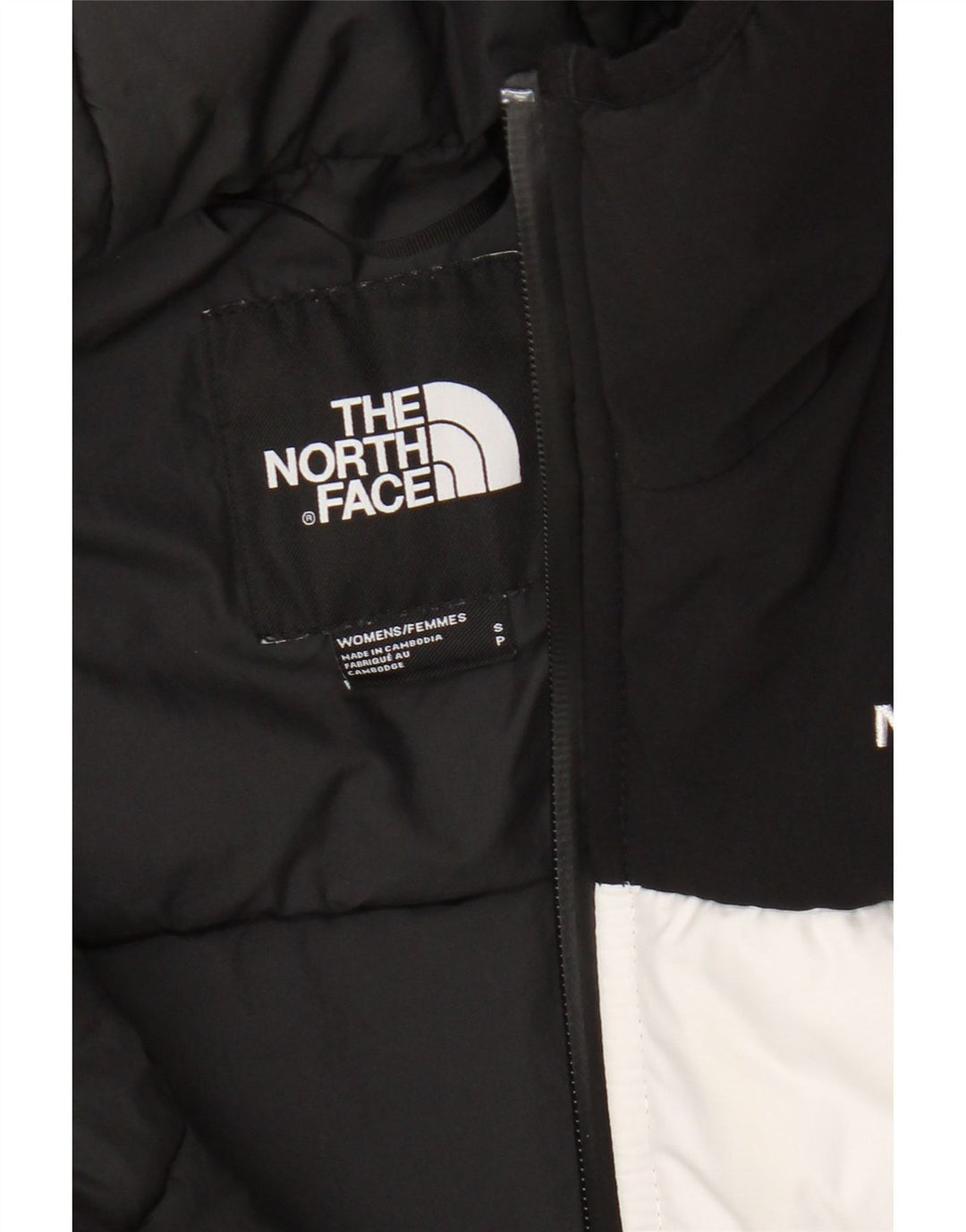 The North Face Chaqueta acolchada con capucha para mujer UK 40 Small White Colorblock