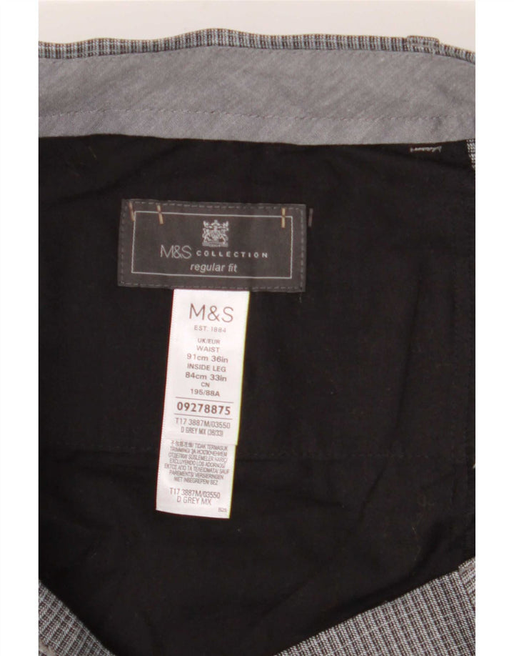Marks & Spencer Pantalones de traje rectos de corte regular para hombre W36 L29 Gris