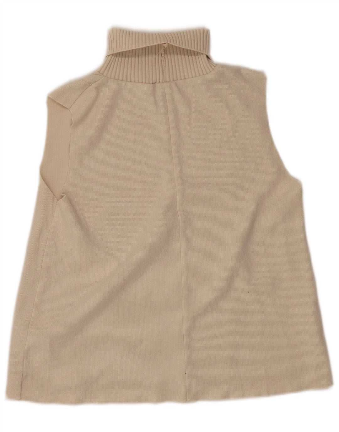 Zara Mujer Roll Neck Vest Tank Top UK 40 Mediano Off White Poliéster