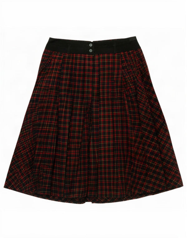 Vintage mujer A-Line falda IT 42 Medio W26 Verde Check