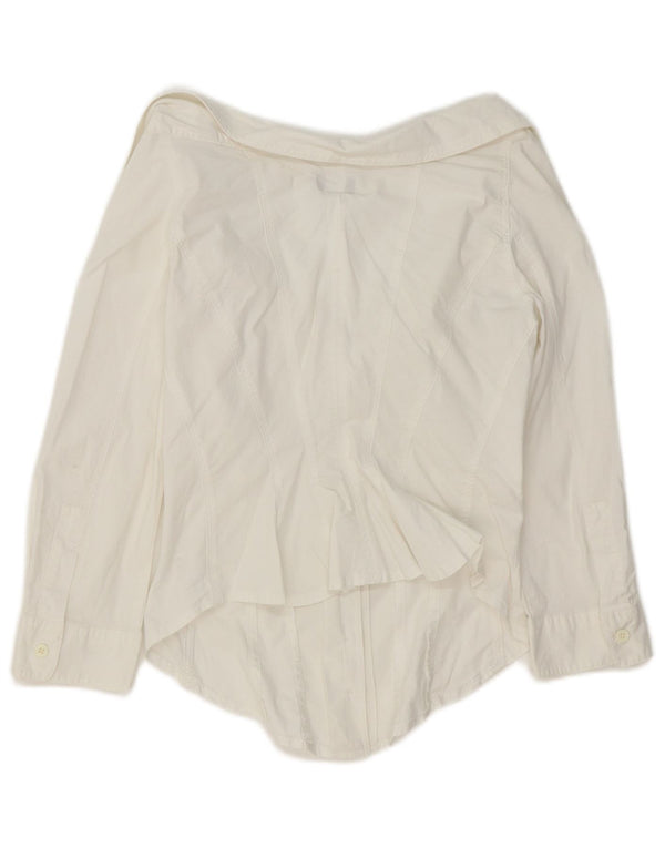 Armani Jeans Camisa corta de manga 3/4 para mujer IT 42 Algodón blanco mediano