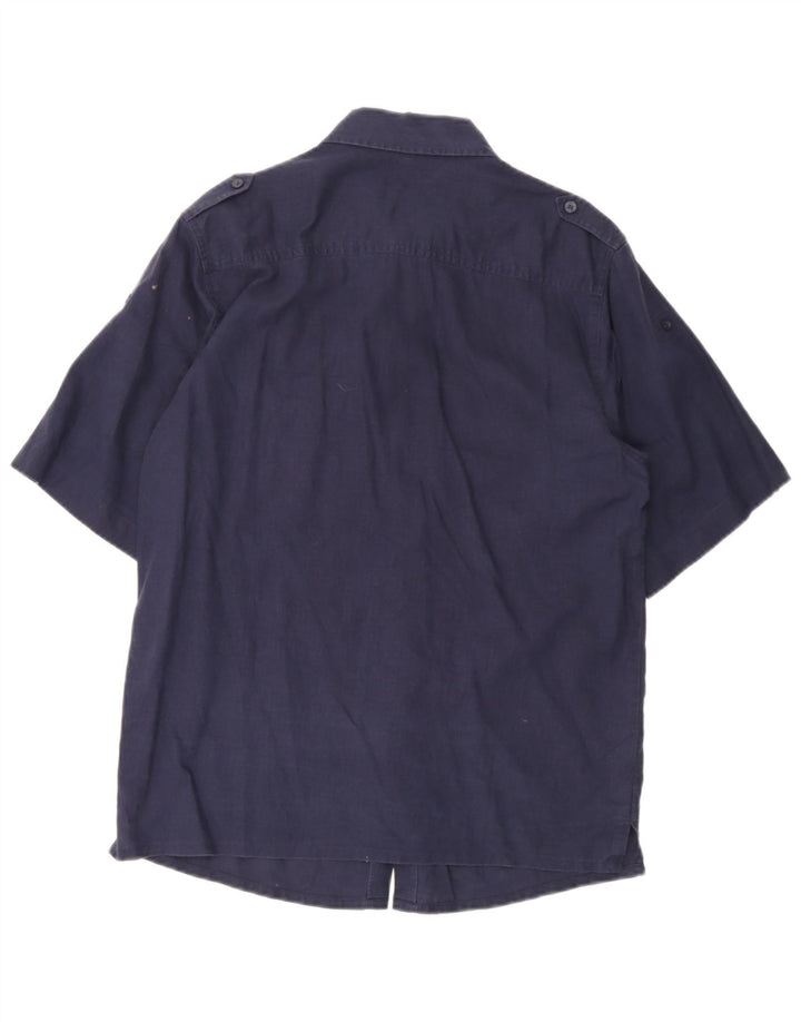 Fila Camisa Militar De Manga Corta Para Hombre Azul Marino Mediano