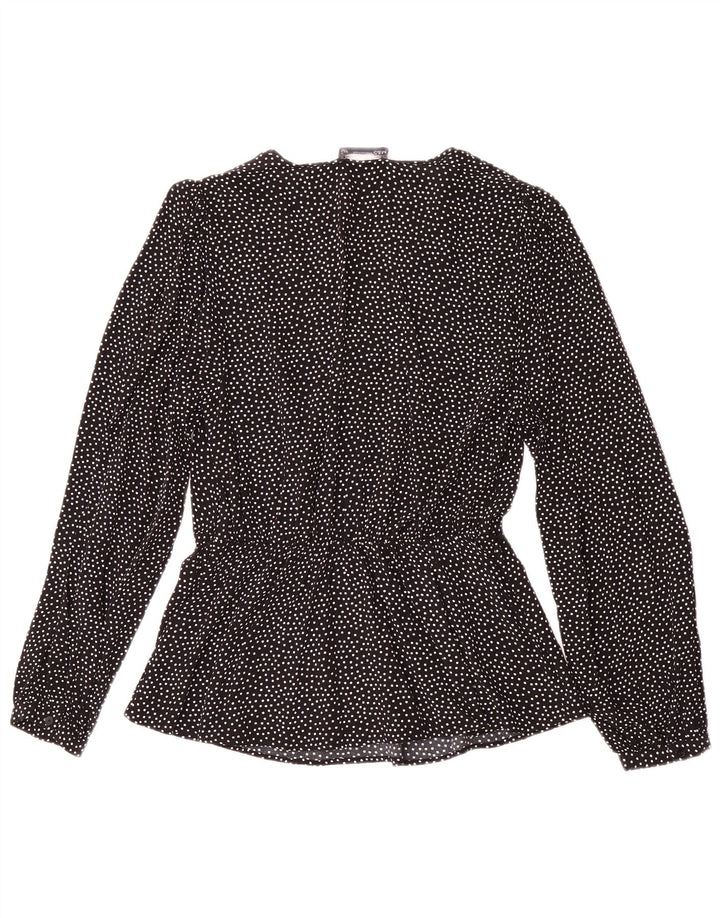 Marks & Spencer Blusa de manga larga para mujer UK 42 Medium Black Spotted