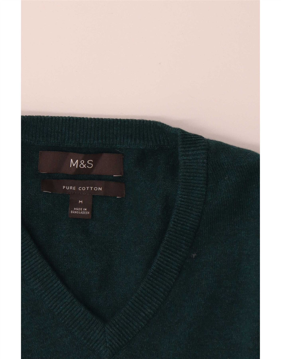 Marks & Spencer Jersey con Cuello en V para Hombre de algodón Verde Medio
