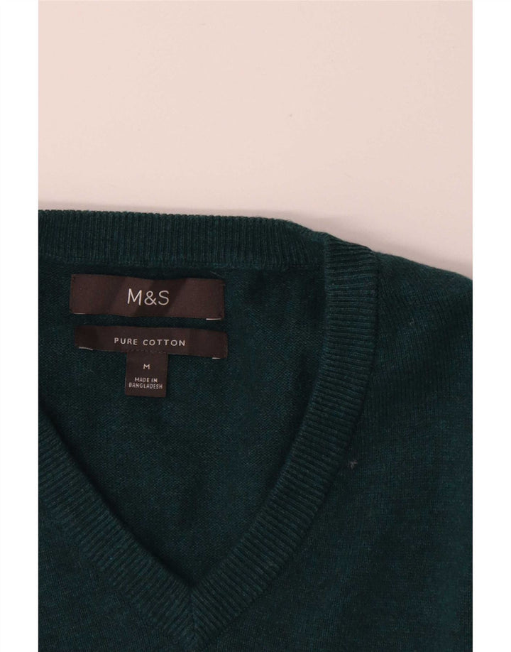 Marks & Spencer Jersey con Cuello en V para Hombre de algodón Verde Medio