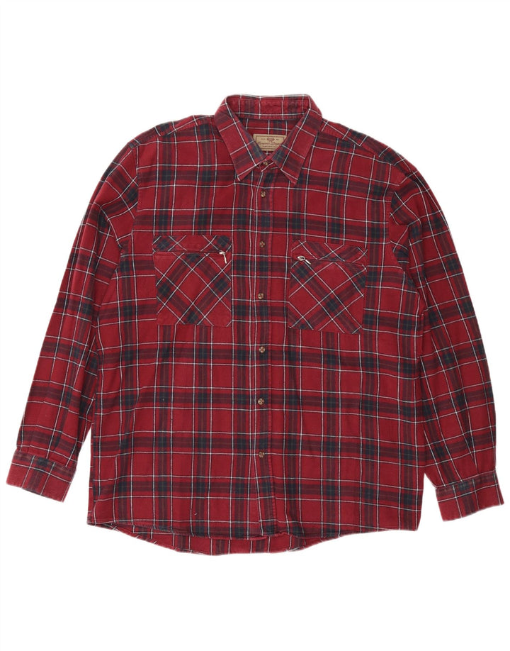 EUROPEAN PROJECT Camisa de franela para hombre XL Algodón a cuadros burdeos