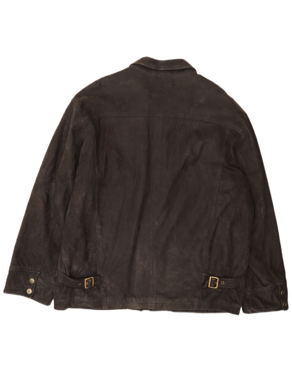 Chaqueta de cuero vintage para hombre IT 52 XL cuero marrón