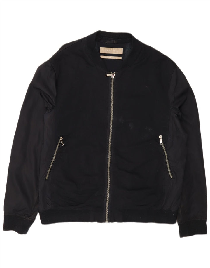 Zara Hombre Cazadora Bomber ES 42 XL Azul Marino Viscosa