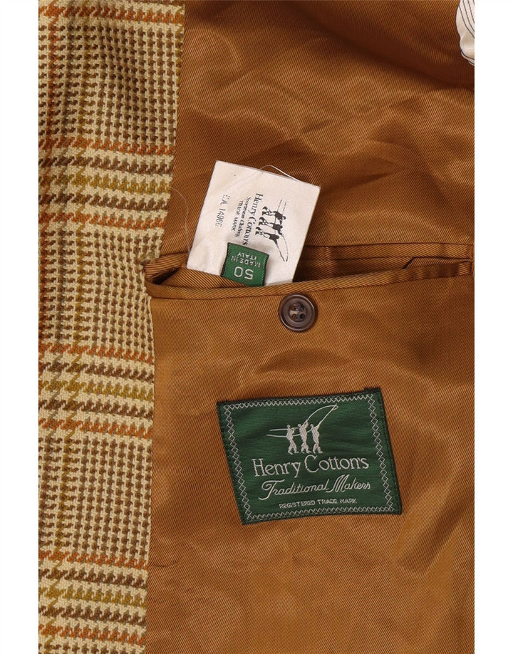 Henry Cottons Chaqueta tipo blazer con 2 botones para hombre IT 50 Large Brown Houndstooth