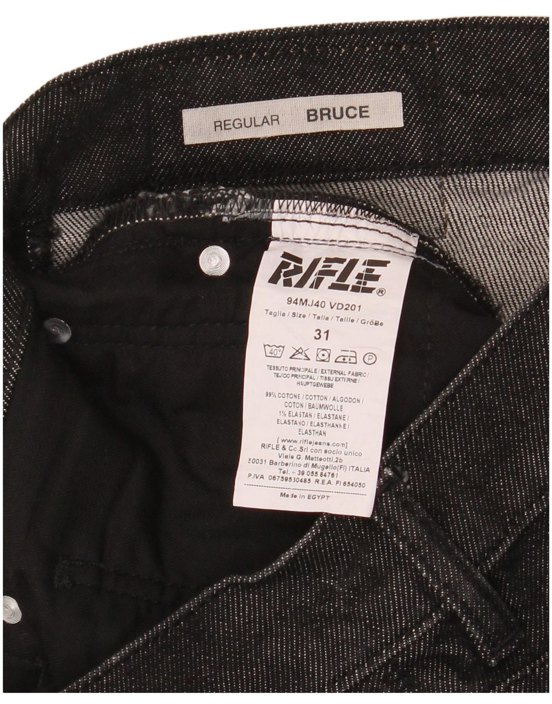 RIFLE Bruce Regular Jeans Rectos para Mujer W31 L32 Algodón Negro