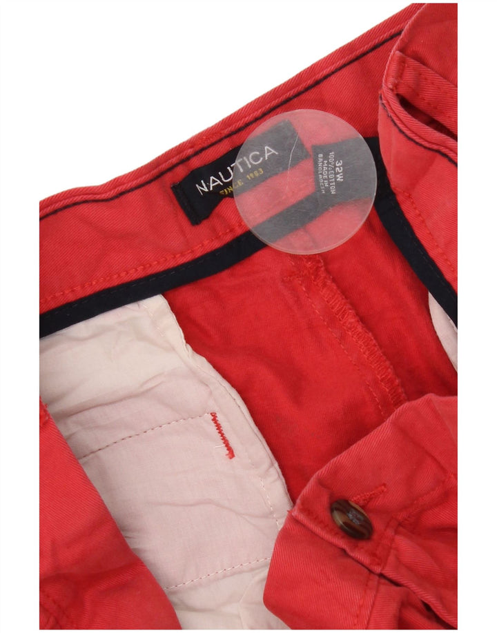 Nautica Pantalones cortos chinos para hombre W32 Algodón rojo medio