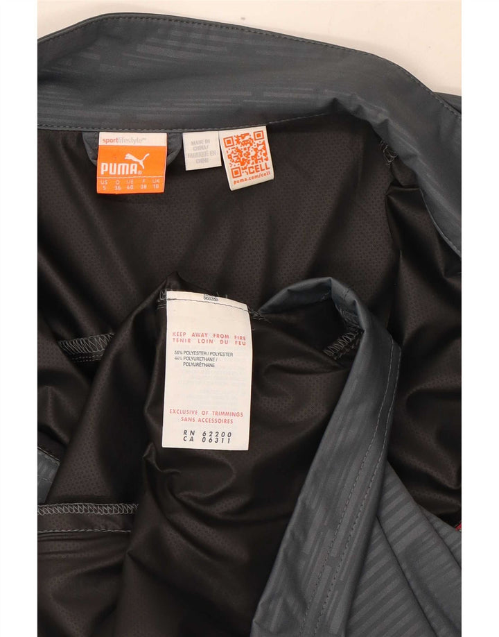 Puma Mujer Chándal Top Chaqueta UK 10 Pequeño Gris Rayas Poliéster