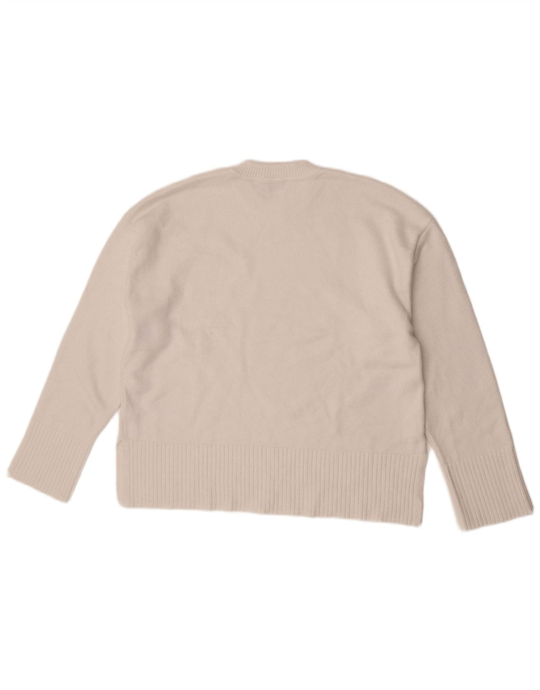 Zara Mujer Oversize Cuello Redondo Jersey Jersey UK 10 Small White Viscosa