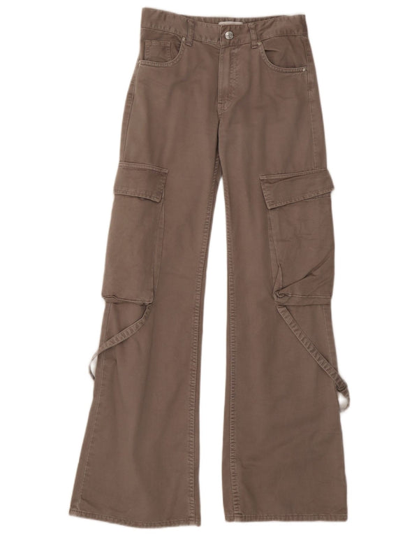 Zara Pantalones Cargo De Pierna Ancha para Mujer EU 32 2XS W22 L31 Algodón Gris