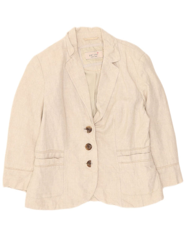 Marks & Spencer Chaqueta Blazer de Manga 3/4 Per Una para Mujer UK 10 Small Beige