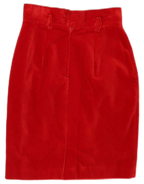 Falda lápiz de terciopelo vintage para mujer IT 42 Medium W26 Algodón rojo