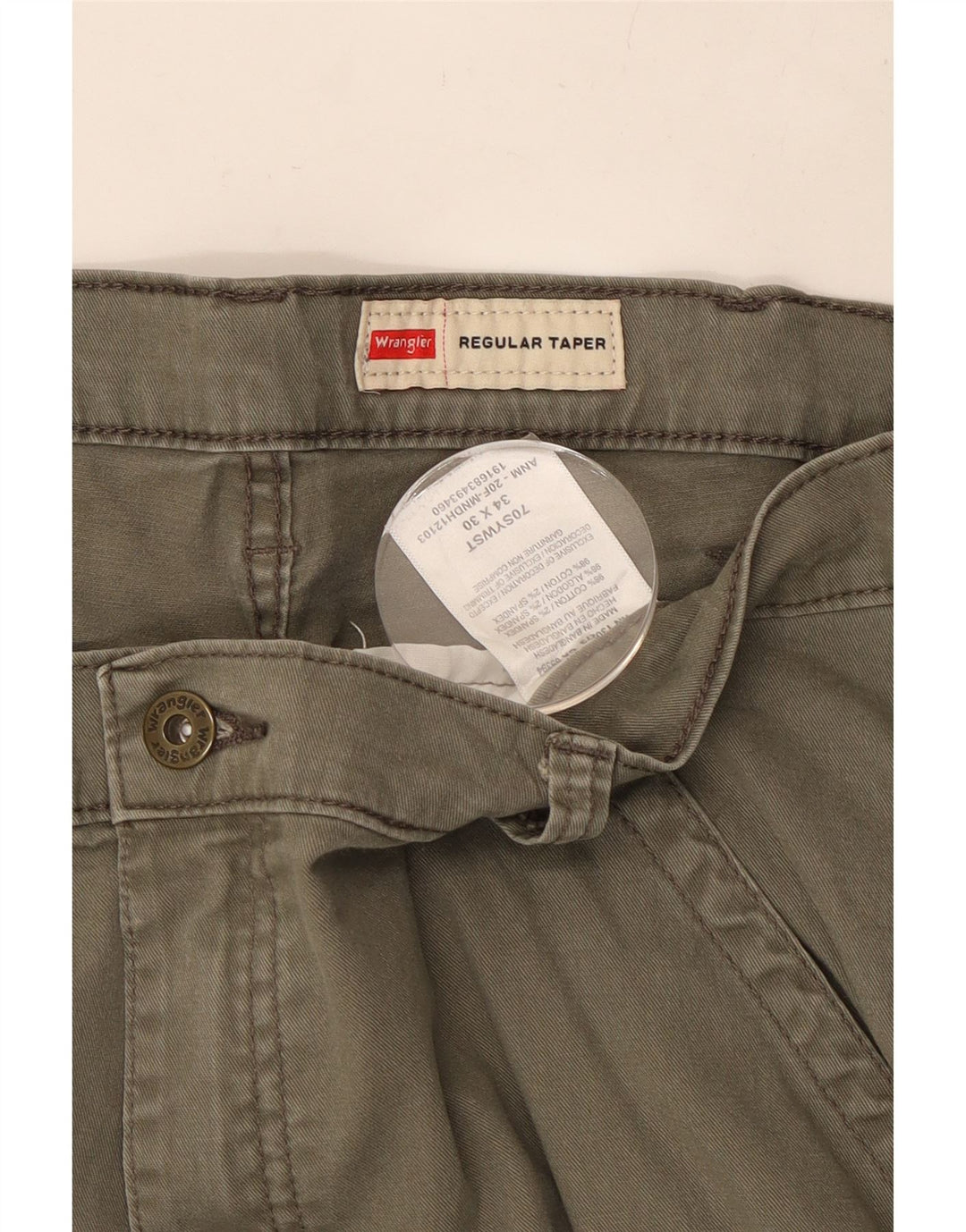 WRANGLER Pantalones cargo cónicos regulares para hombre W34 L30 Algodón caqui