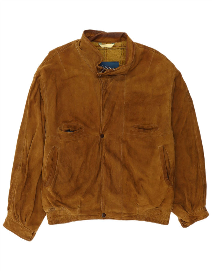 Chaqueta bomber de ante vintage para hombre IT 52 XL Beige