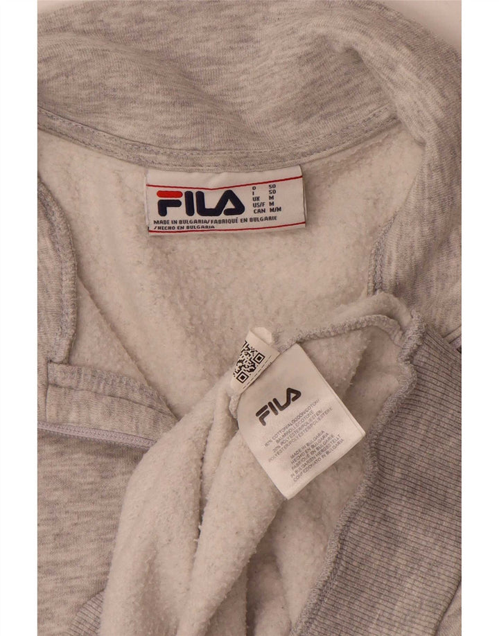 Fila Hombre Zip Neck Sudadera Jumper Gris Medio Algodón Moteado