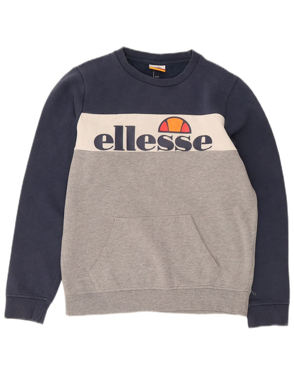 Ellesse Jersey con capucha gráfica para niños 13-14 años Algodón azul marino con bloques de color