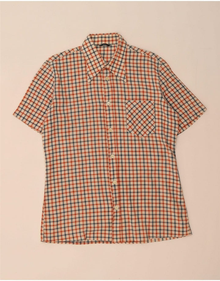 VINTAGE Mens Short Sleeve Shirt Medium Multicoloured Check