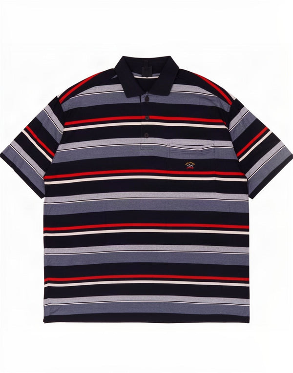Paul & Shark Polo para hombre 2XL Algodón a rayas azul marino